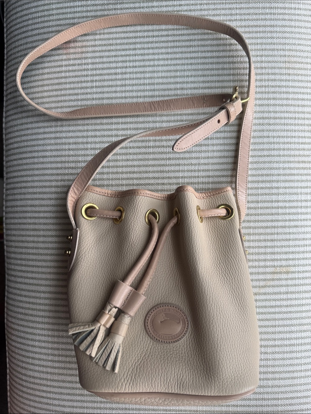 Dooney & Bourke Blush Pink Pebble Leather Drawstring Crossbody